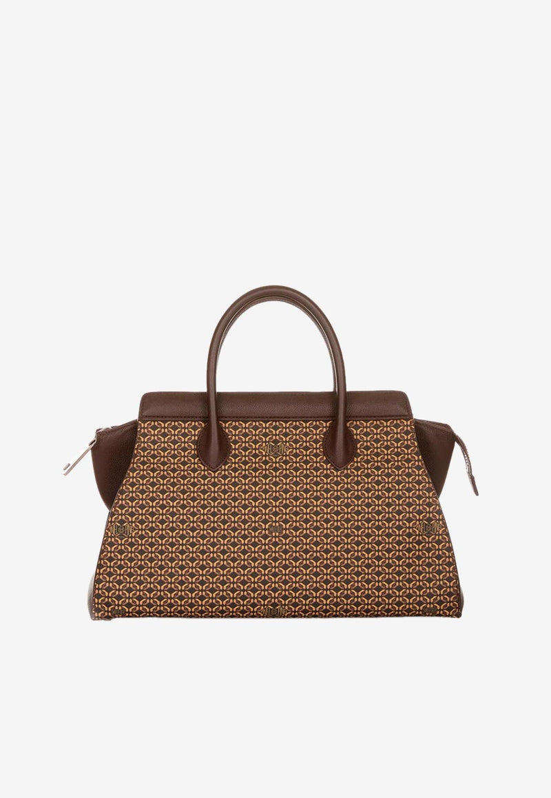 PINEL et PINEL Medium Patti Coated Canvas Top Handle Bag Brown A-00758_BROWN