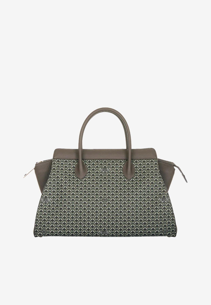 PINEL et PINEL Medium Patti Coated Canvas Top Handle Bag Multicolor A-00760_BLACK