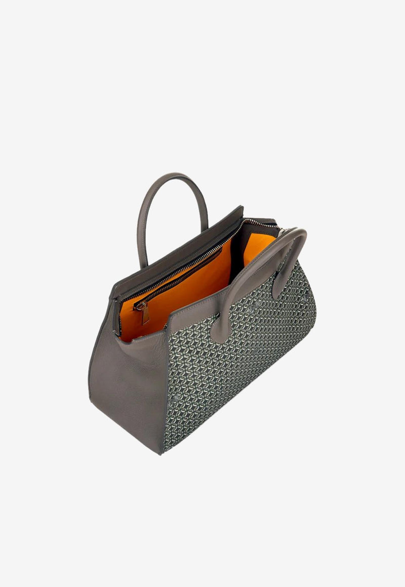 PINEL et PINEL Medium Patti Coated Canvas Top Handle Bag Multicolor A-00760_BLACK