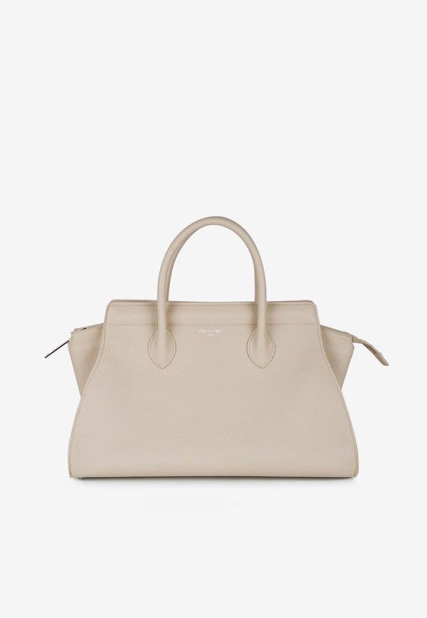 PINEL et PINEL Medium Patti Taurillon Leather Top Handle Bag Beige A-00766_BEIGE