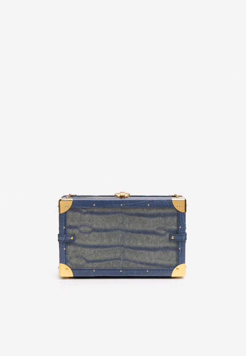 PINEL et PINEL Mini Malle Croc-Embossed Box Bag Blue A-00828_BLUE
