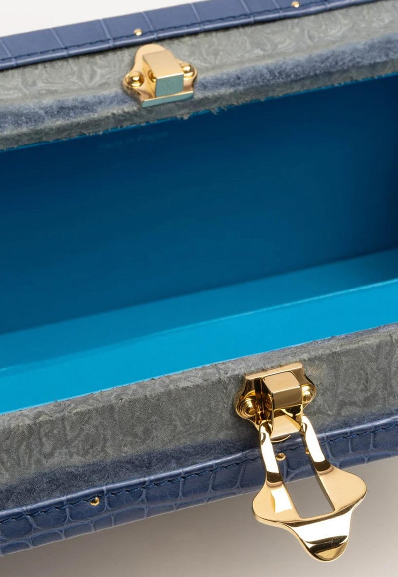 PINEL et PINEL Mini Malle Croc-Embossed Box Bag Blue A-00828_BLUE