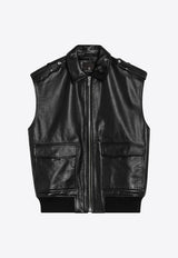 Anine Bing Sonnie Zip-Up Leather Vest Black A-01-10647LE/Q_ANINE-BLK1