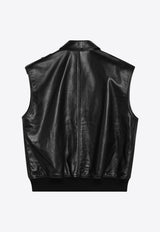 Anine Bing Sonnie Zip-Up Leather Vest Black A-01-10647LE/Q_ANINE-BLK1