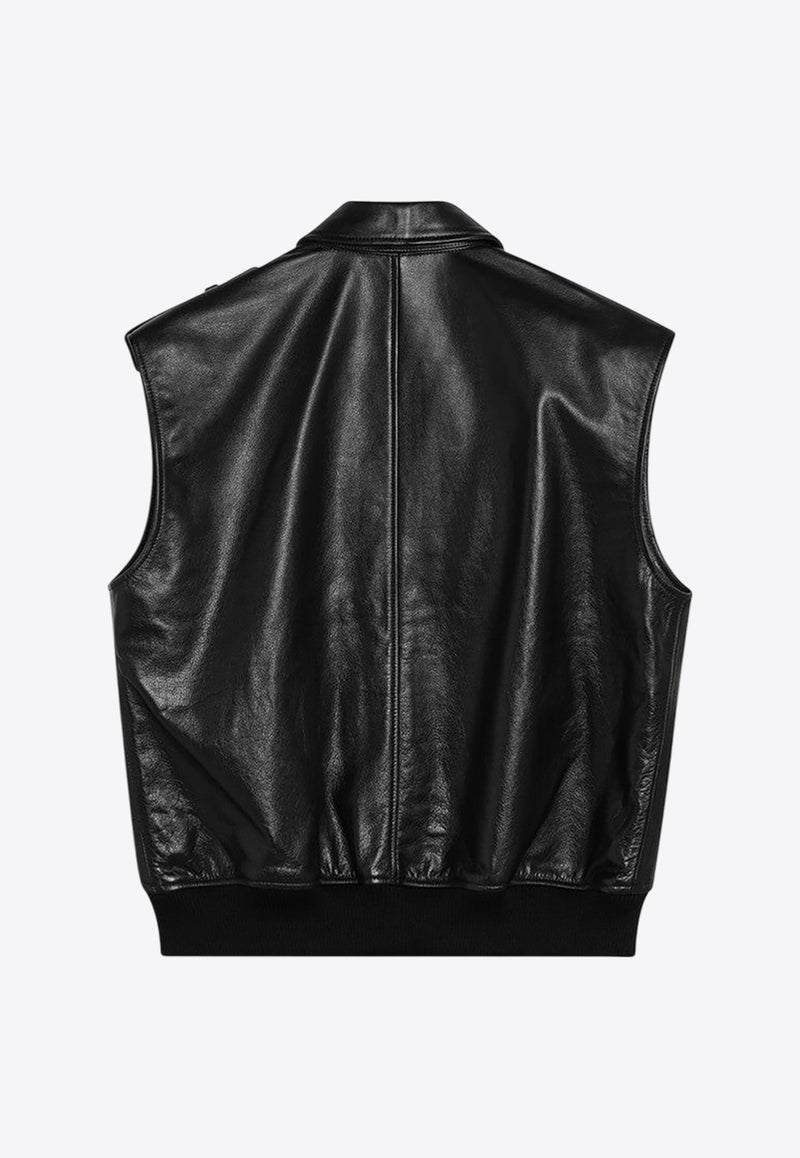 Anine Bing Sonnie Zip-Up Leather Vest Black A-01-10647LE/Q_ANINE-BLK1