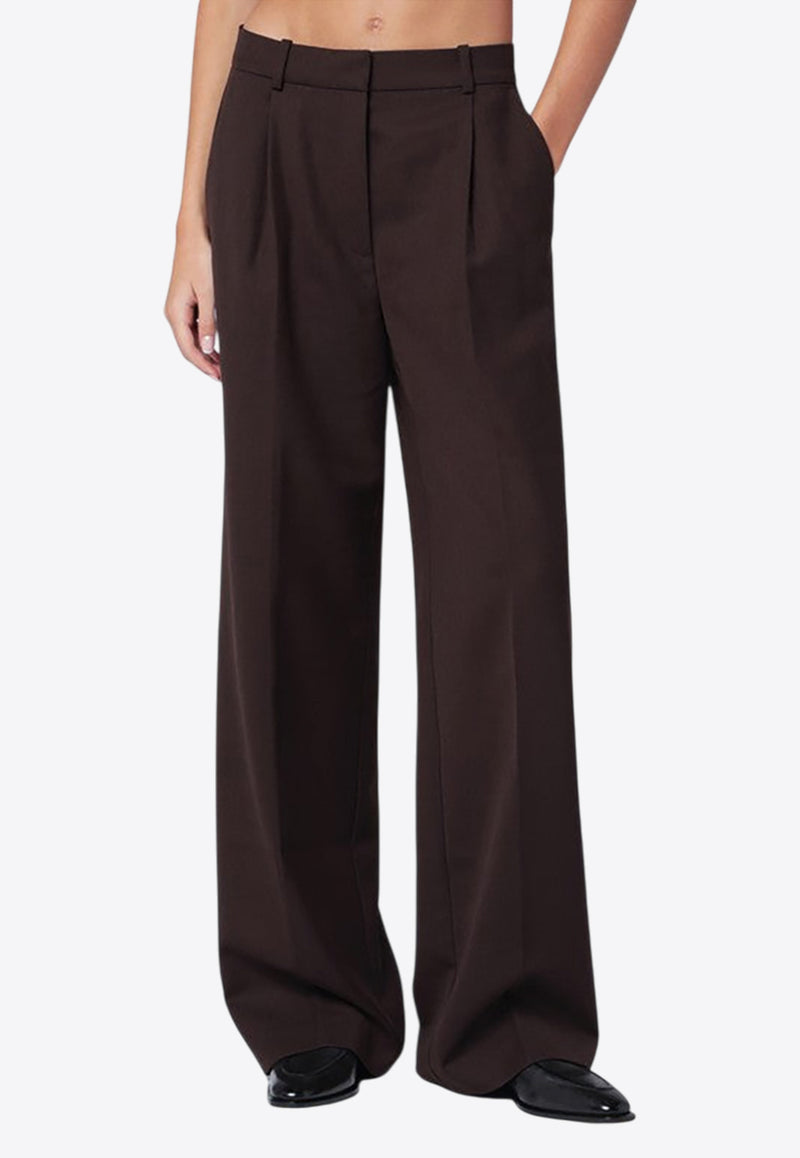 Anine Bing Trent Wide-Leg Tailored Pants Brown A-03-11187PL/R_ANINE-BWN43