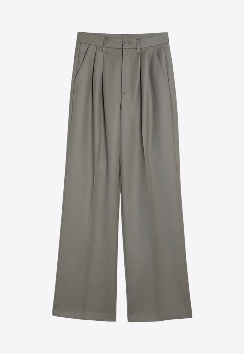 Anine Bing Carrie Tailored Pleated Wool Pants Khaki A-03-3269WO/P_ANINE-250B