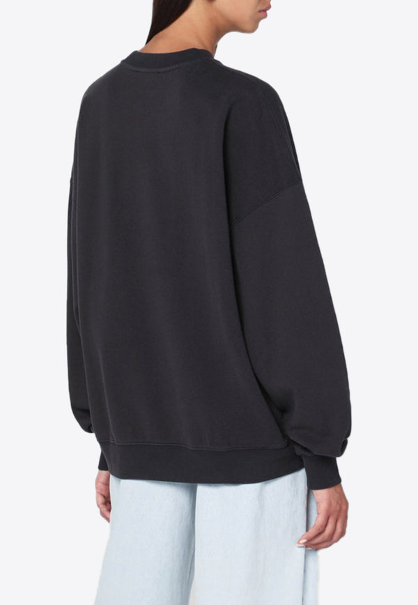 Anine Bing Miles Logo Print Faded Sweatshirt Black A-08-10025CO/R_ANINE-009