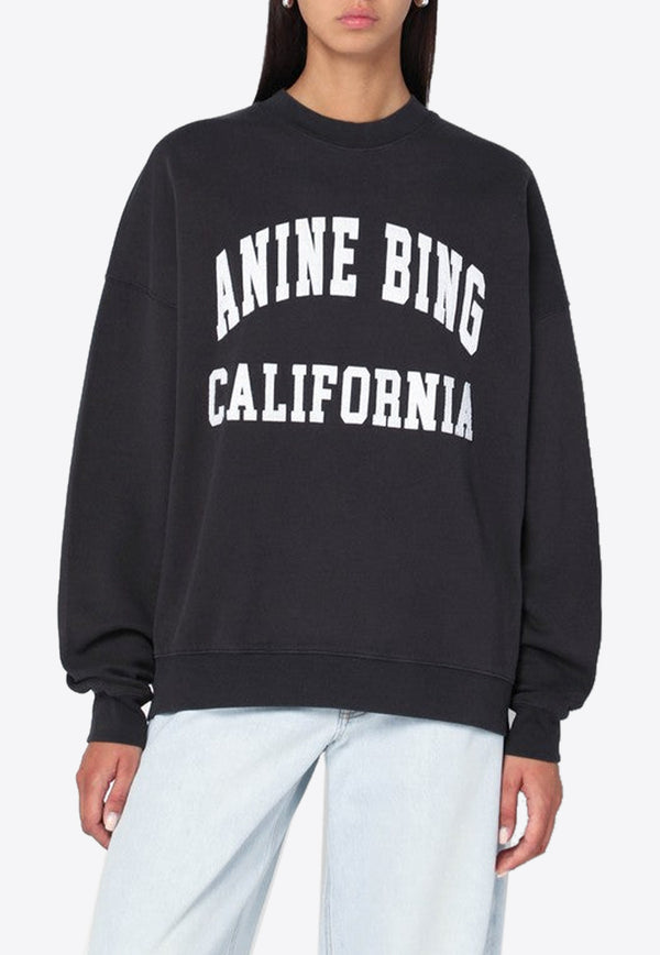 Anine Bing Miles Logo Print Faded Sweatshirt Black A-08-10025CO/R_ANINE-009