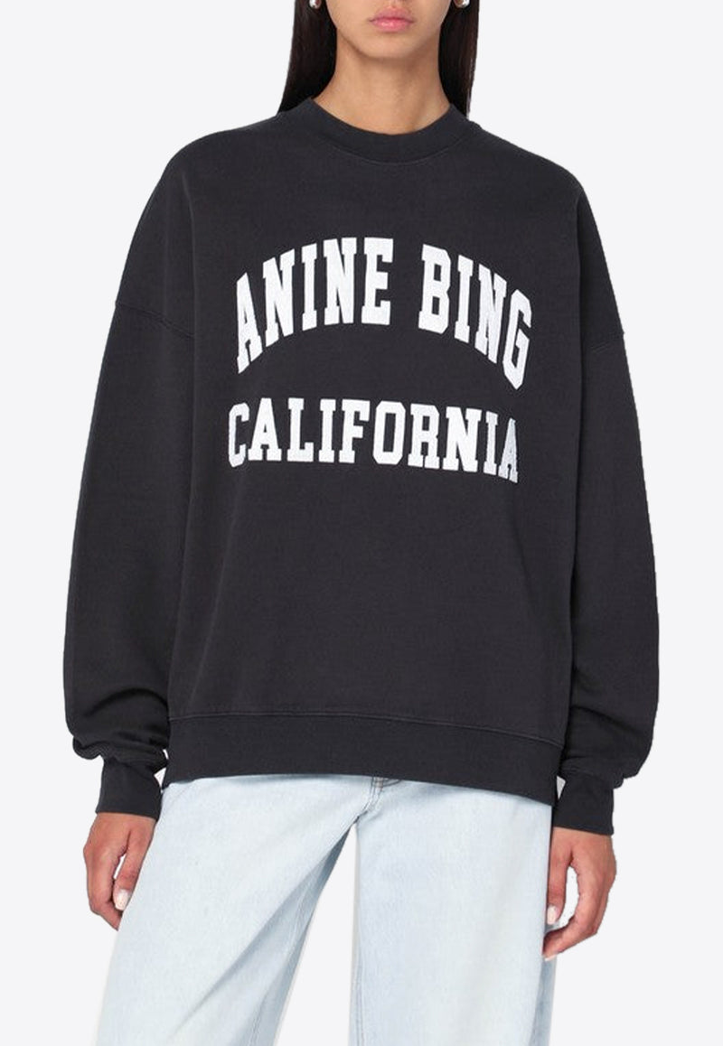Anine Bing Miles Logo Print Faded Sweatshirt Black A-08-10025CO/R_ANINE-009