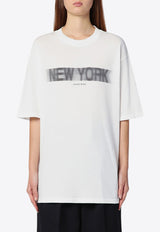 Anine Bing Cason Blur New York Print Oversized T-shirt White A-08-10131CO/P_ANINE-IVY1