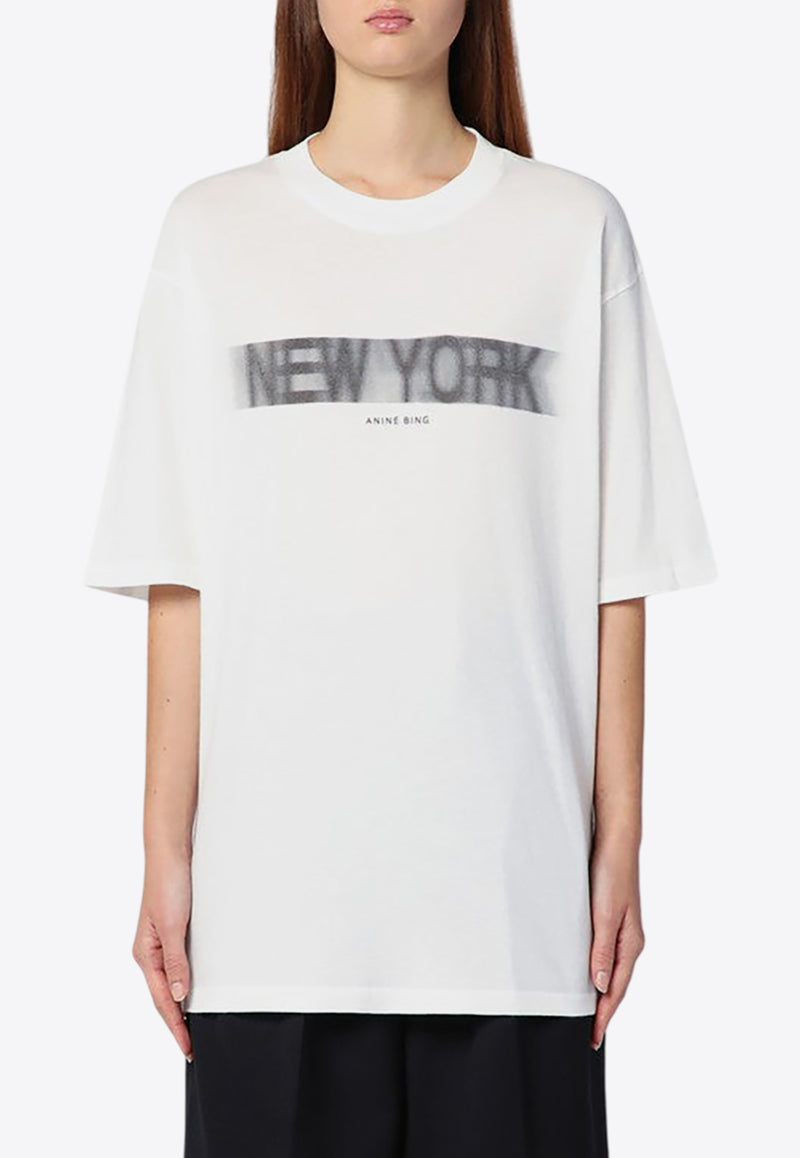 Anine Bing Cason Blur New York Print Oversized T-shirt White A-08-10131CO/P_ANINE-IVY1