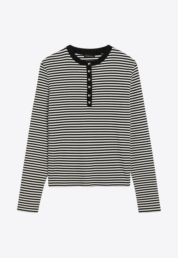 Anine Bing Alessia Striped Long-Sleeved T-shirt Monochrome A-08-10314CO/Q_ANINE-MTL2