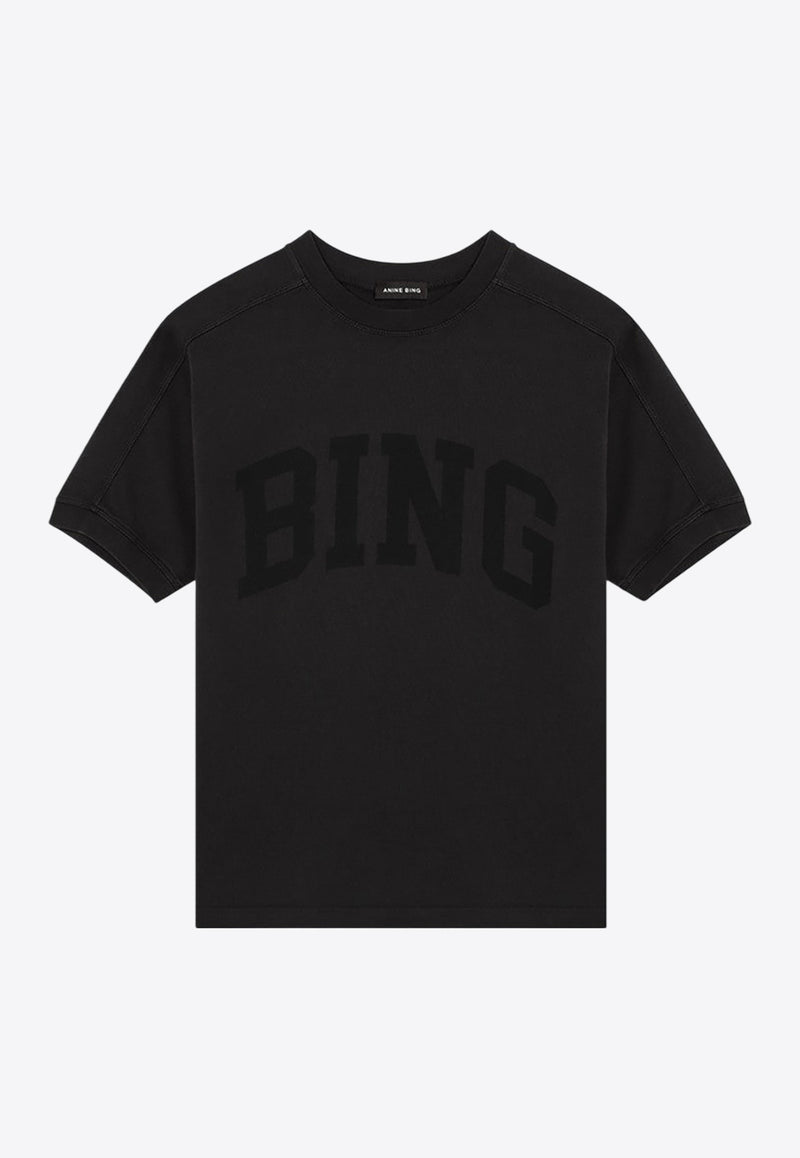 Anine Bing Jaylin Fleece Logo Vintage T-shirt Black A-08-10527CO/Q_ANINE-WBL25