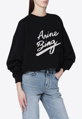 Anine Bing Miles Signature Logo Sweatshirt Black A-08-11374CO/R_ANINE-BLK26_323-M