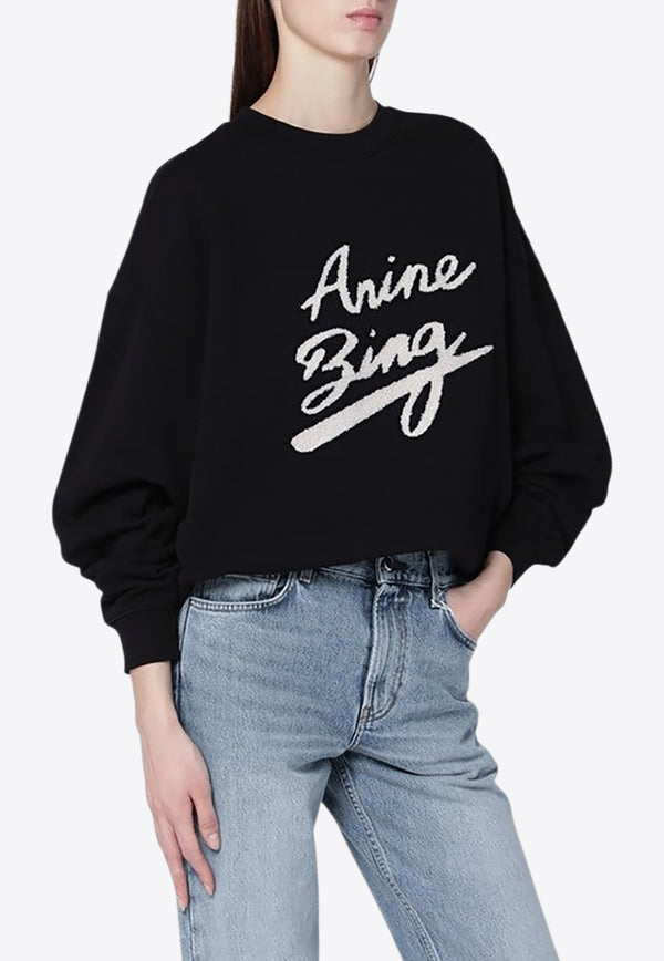 Anine Bing Miles Signature Logo Sweatshirt Black A-08-11374CO/R_ANINE-BLK26_323-M