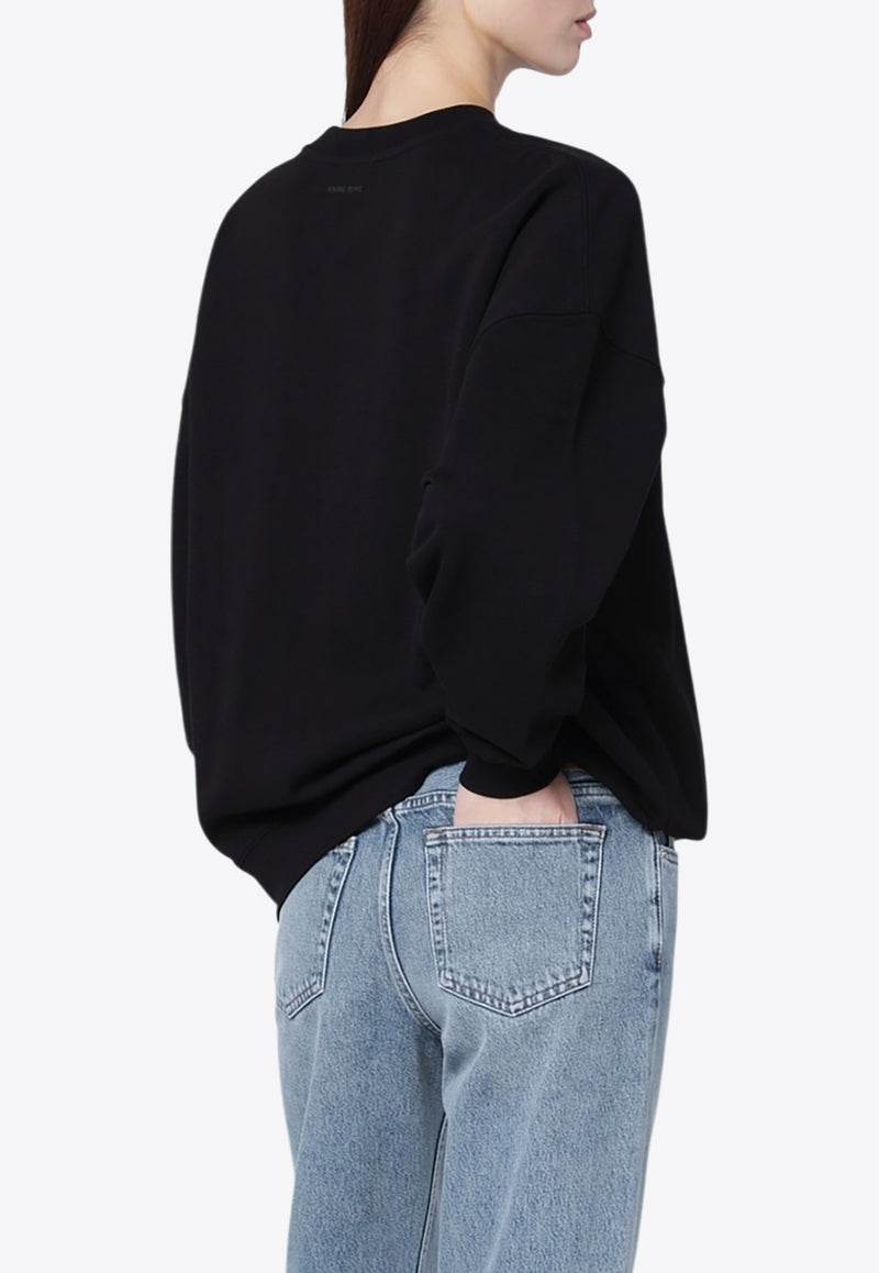 Anine Bing Miles Signature Logo Sweatshirt Black A-08-11374CO/R_ANINE-BLK26_323-M