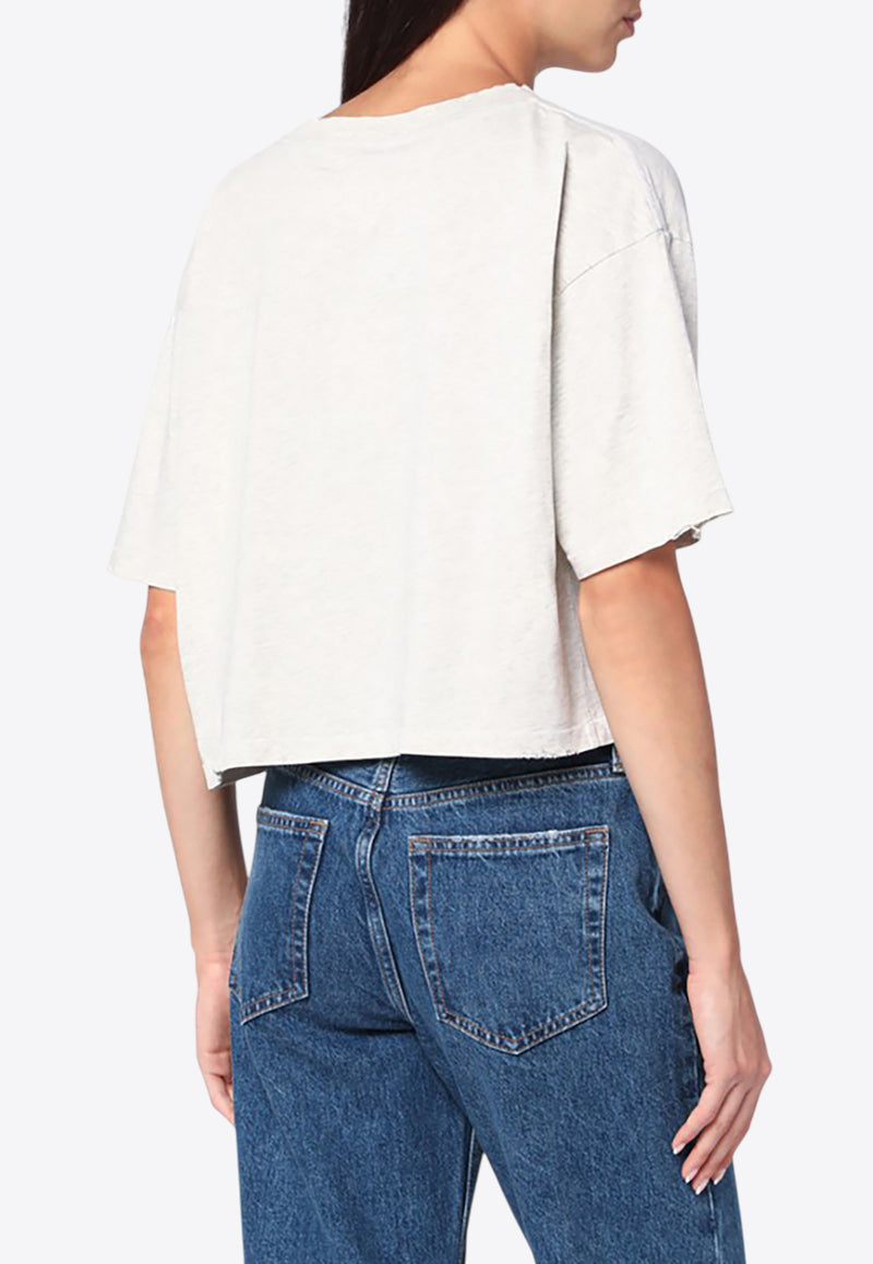 Anine Bing Johnny Logo Print Cropped T-shirt Gray A-08-11449CO/R_ANINE-GRY1