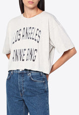 Anine Bing Johnny Logo Print Cropped T-shirt Gray A-08-11449CO/R_ANINE-GRY1