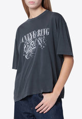 Anine Bing Cohen Leopard Print Washed T-shirt Black A-08-11703CO/R_ANINE-WBL1