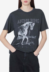 Anine Bing Lili Graphic Print Washed T-shirt Black A-08-11713CO/S_ANINE-WBL1