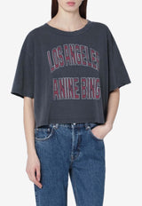 Anine Bing Johnny Logo Print Cropped T-shirt Black A-08-11739CO/S_ANINE-WBL1