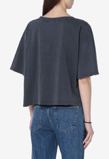 Anine Bing Johnny Logo Print Cropped T-shirt Black A-08-11739CO/S_ANINE-WBL1