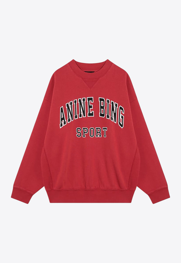 Anine Bing Jaci Logo Print Crewneck Sweatshirt Red A-08-5296CO/Q_ANINE-610