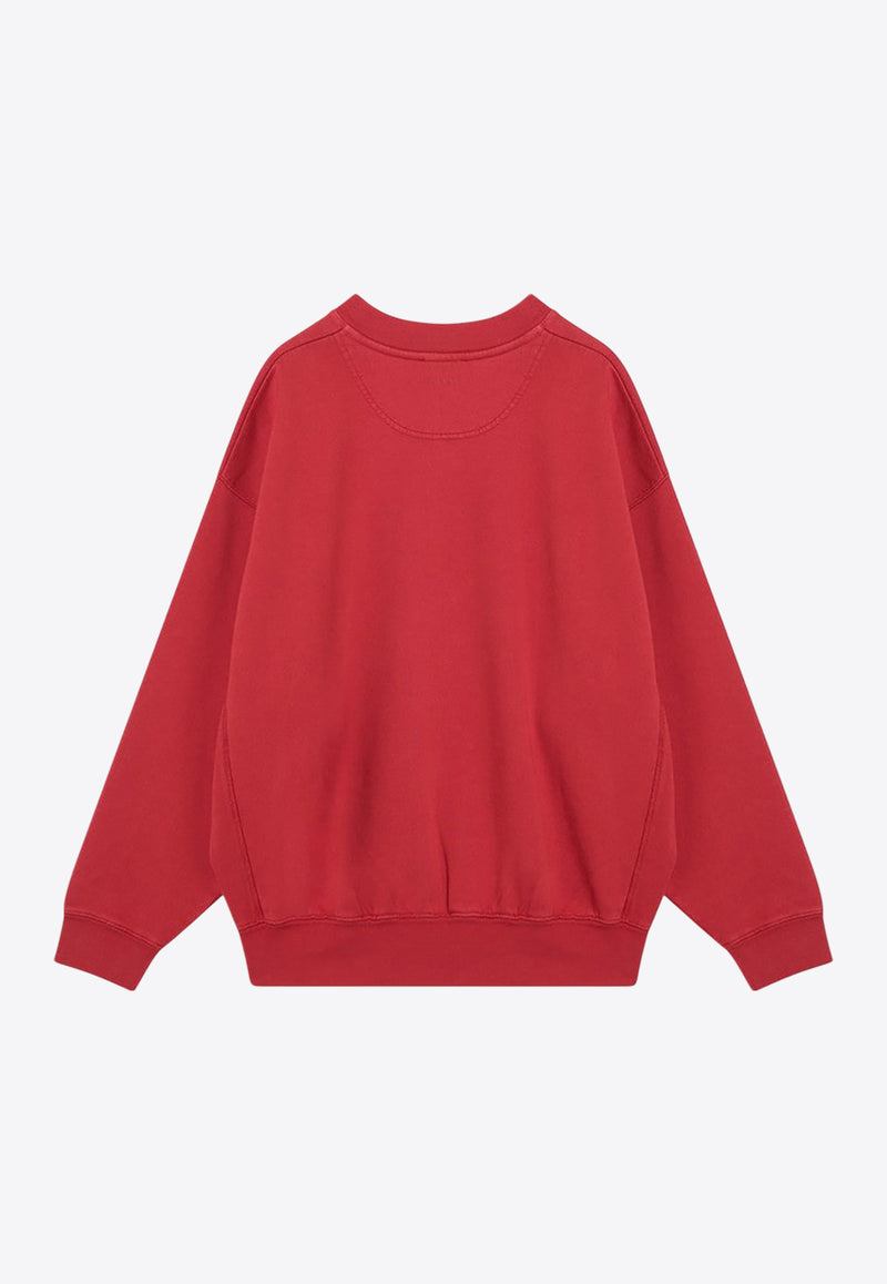 Anine Bing Jaci Logo Print Crewneck Sweatshirt Red A-08-5296CO/Q_ANINE-610