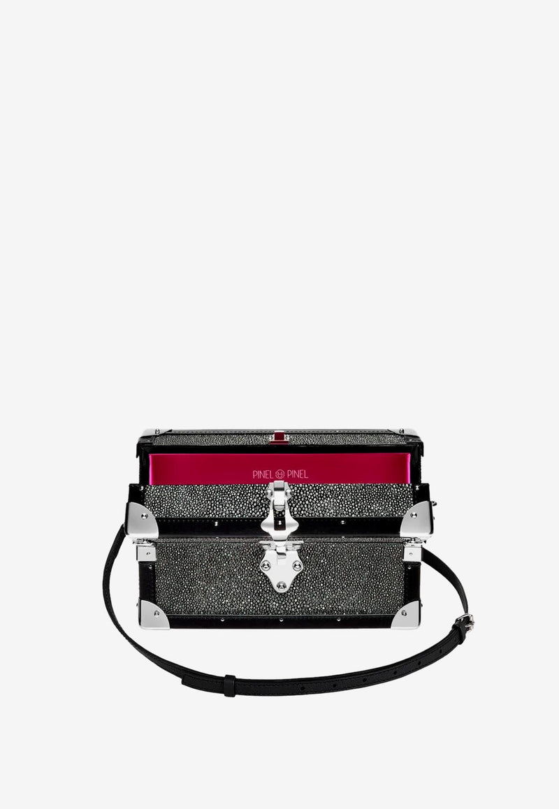 PINEL et PINEL Mini Malle Shagreen Box Bag Silver A-19-04574_SILVER