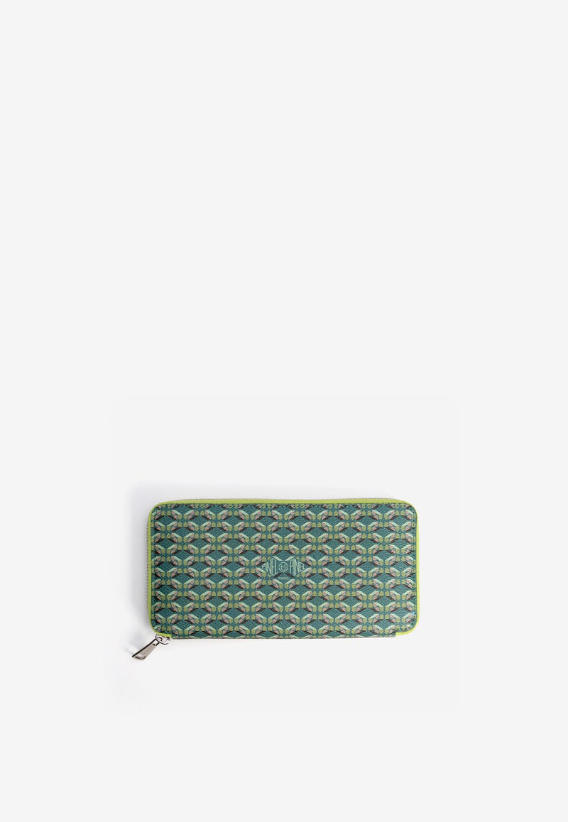 PINEL et PINEL T-one Coated Canvas Zip-Around Wallet Green A-20-04941_EMERALD
