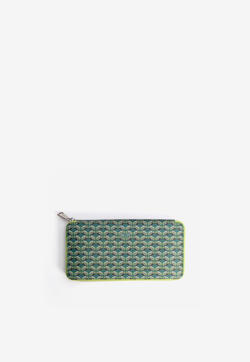 PINEL et PINEL T-one Coated Canvas Zip-Around Wallet Green A-20-04941_EMERALD