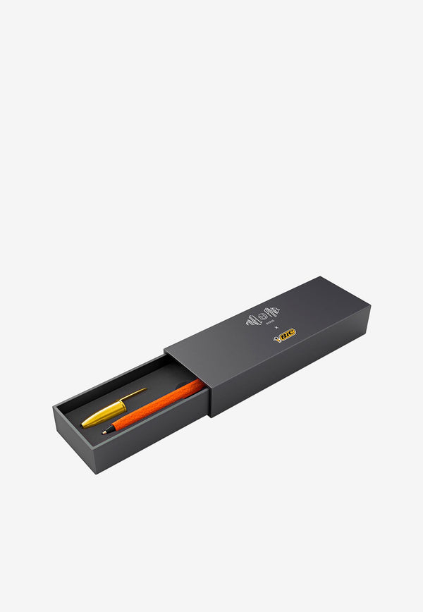 PINEL et PINEL Grained Leather BIC Pen Orange A-20-05278_ORANGE