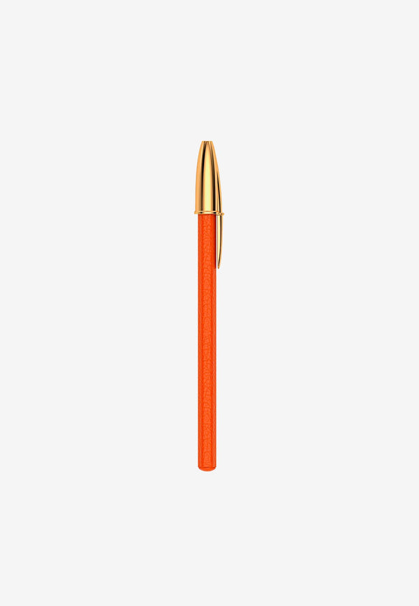 PINEL et PINEL Grained Leather BIC Pen Orange A-20-05278_ORANGE