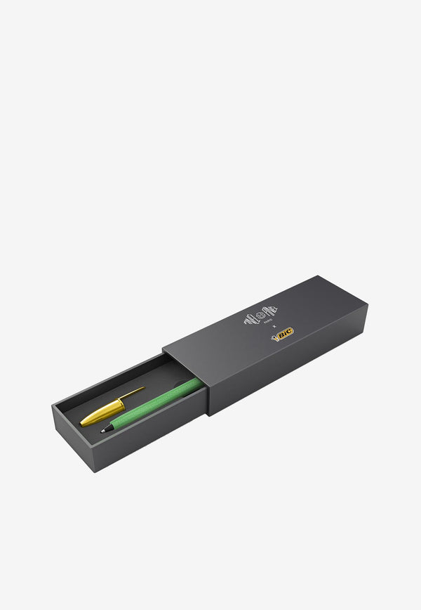 PINEL et PINEL Grained Leather BIC Pen Green A-20-05279_MINT