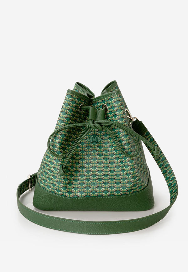 PINEL et PINEL Saxo Coated Canvas Monogram Bucket Bag Green A-20-05369_GREEN