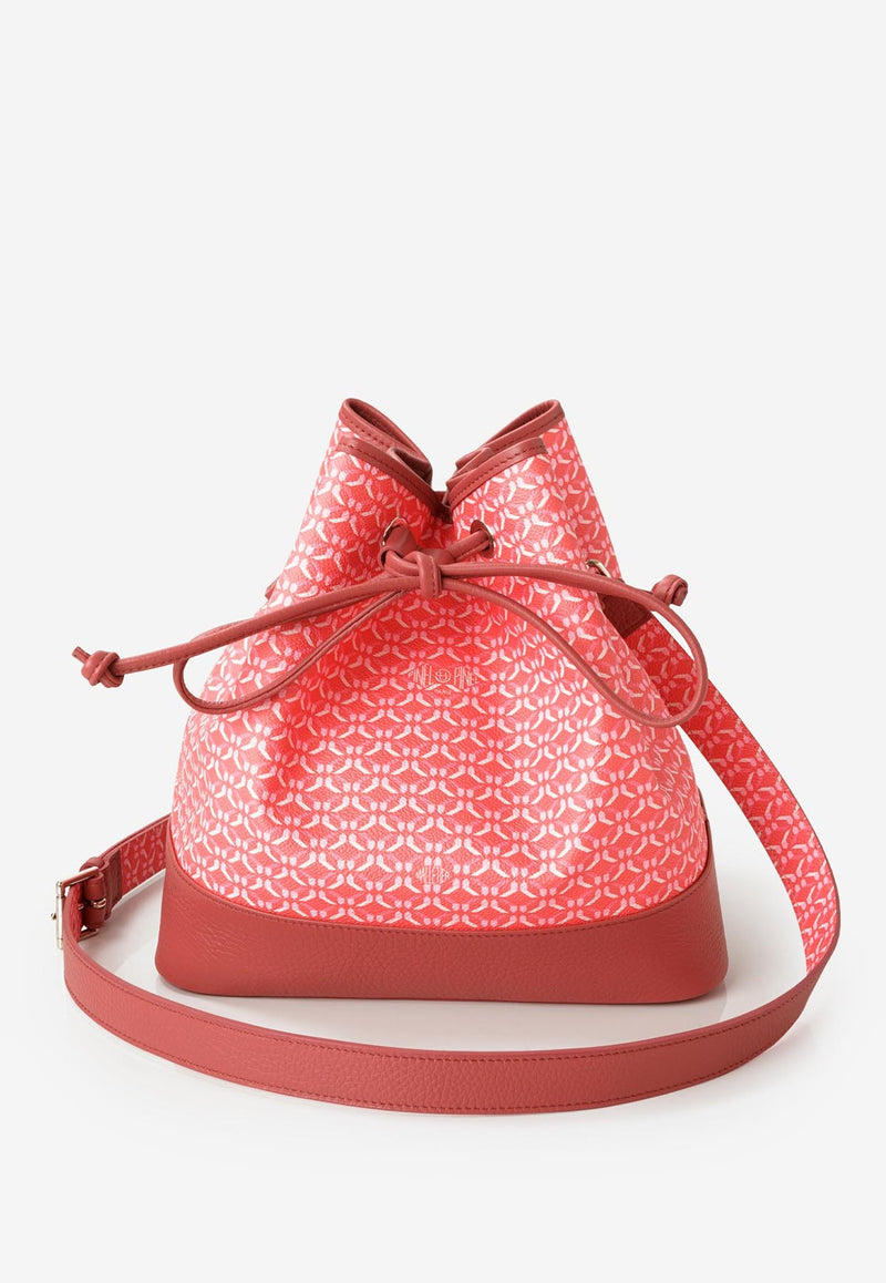 PINEL et PINEL Saxo Coated Canvas Monogram Bucket Bag Pink A-20-05370_PINK