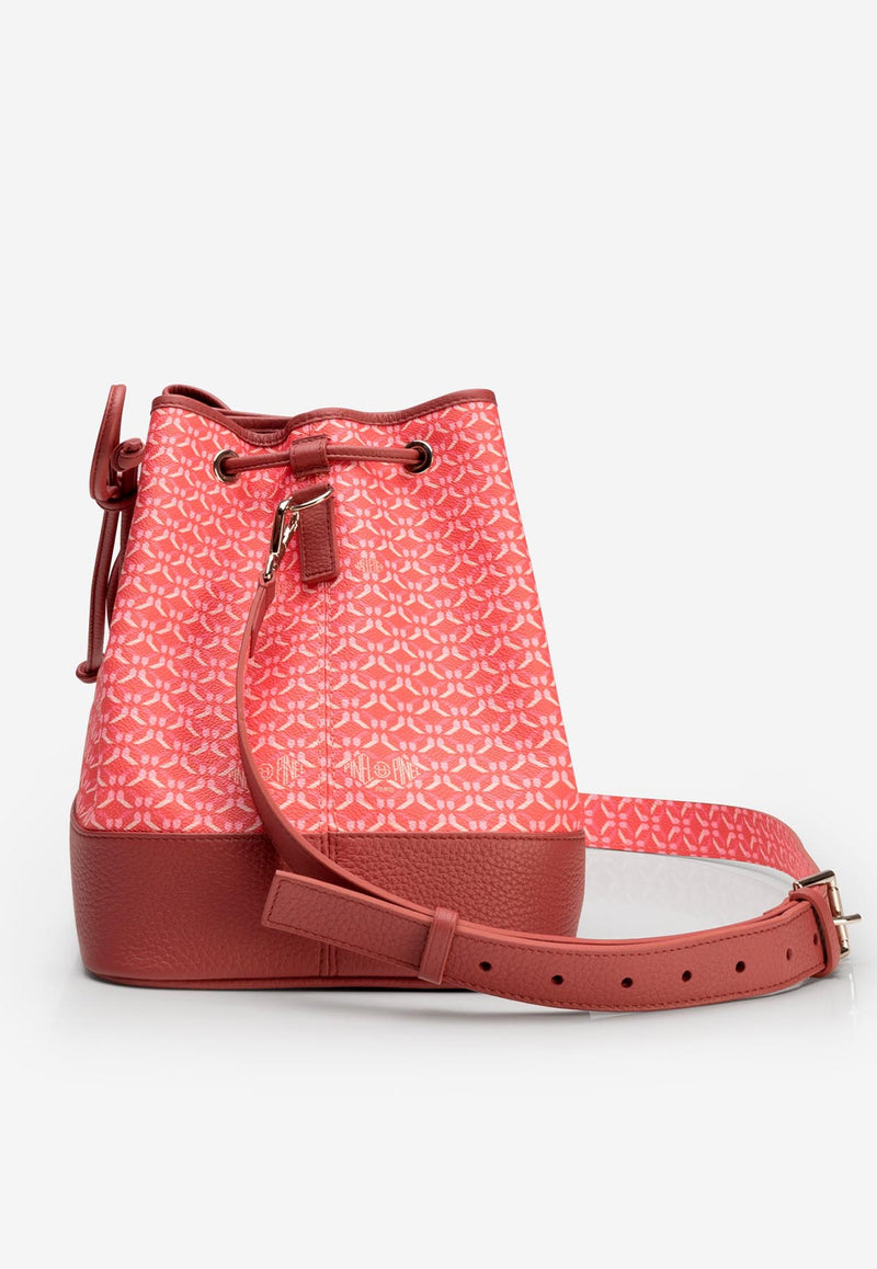 PINEL et PINEL Saxo Coated Canvas Monogram Bucket Bag Pink A-20-05370_PINK