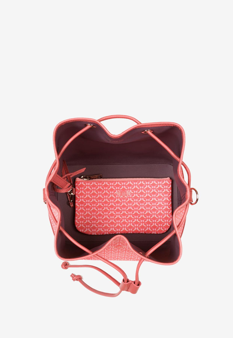 PINEL et PINEL Saxo Coated Canvas Monogram Bucket Bag Pink A-20-05370_PINK