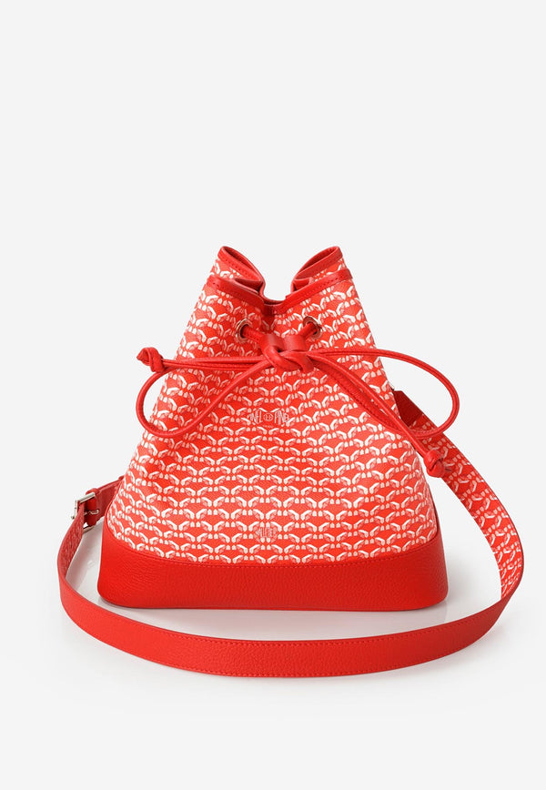 PINEL et PINEL Saxo Coated Canvas Monogram Bucket Bag Red A-20-05373_RED