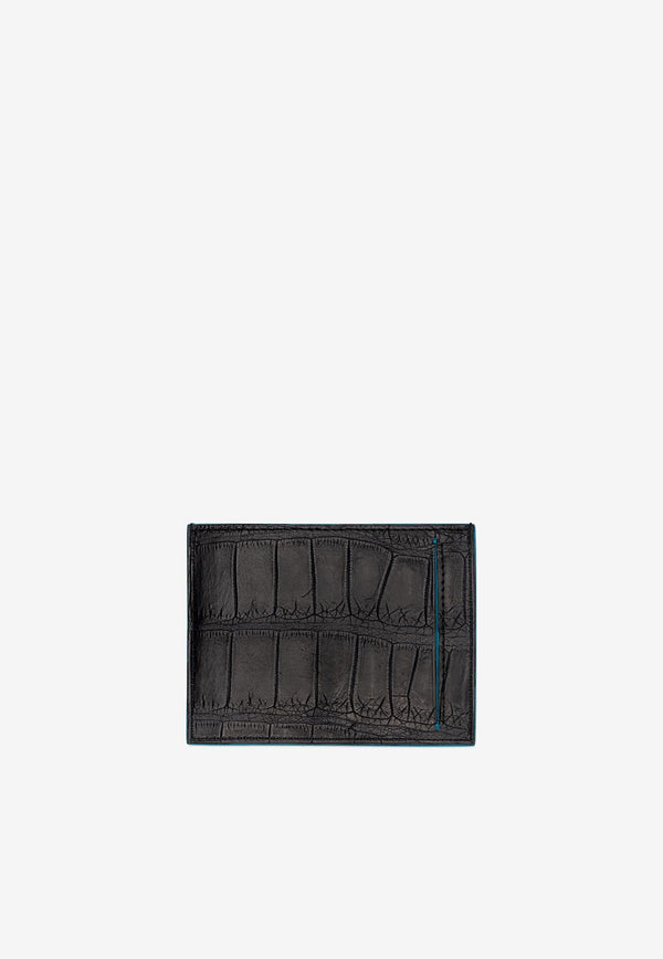 PINEL et PINEL Pierrot Croc-Embossed Leather Cardholder Black A-21-05724_BLACK