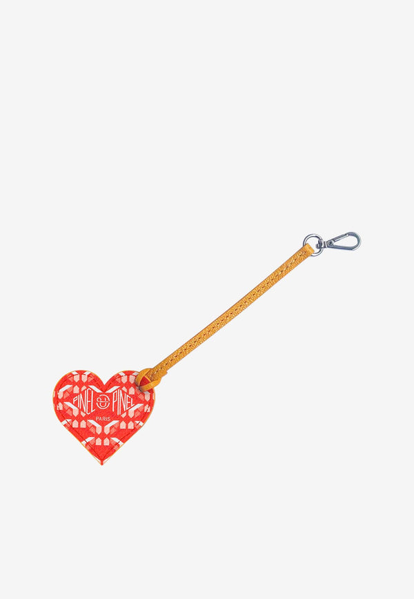PINEL et PINEL Love Me Coated Canvas Monogram Key-Ring Red A-21-05805_RED