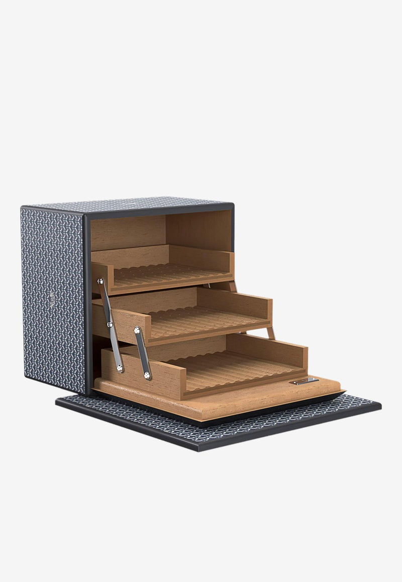 PINEL et PINEL Logo Monogram Cigar Humidor Blue A-21-06003_BLUE