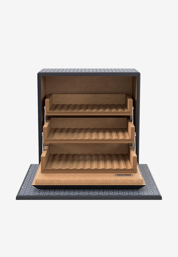 PINEL et PINEL Logo Monogram Cigar Humidor Blue A-21-06003_BLUE