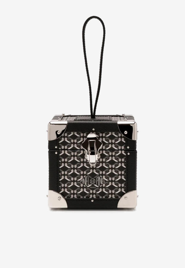 PINEL et PINEL Mini Kube Coated Canvas Monogram Handbag Black A-22-06320_BLACK