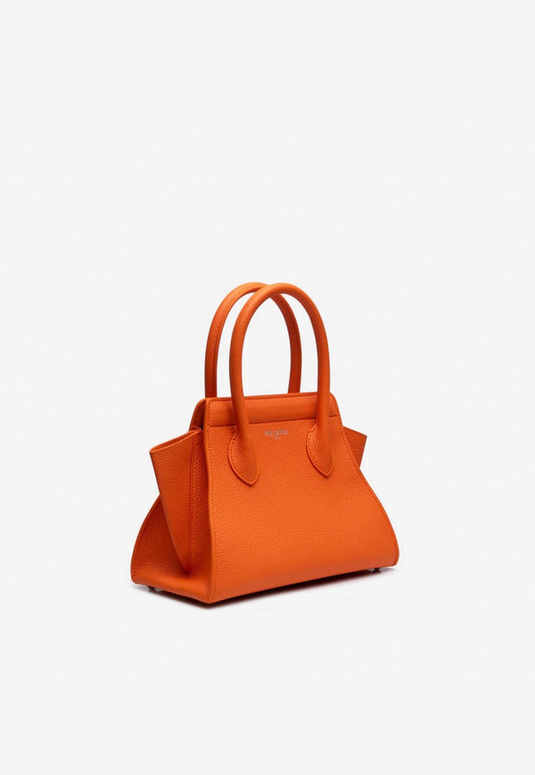 PINEL et PINEL XS Patti Taurillon Leather Top Handle Bag Orange A-22-06408_ORANGE