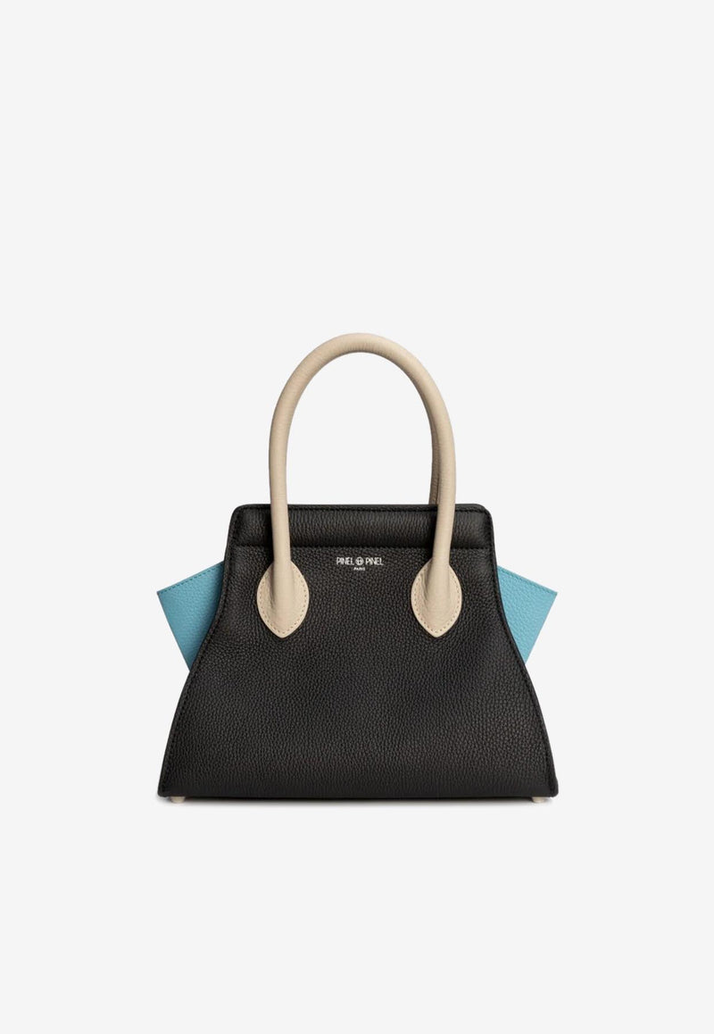 PINEL et PINEL XS Patti Taurillon Leather Top Handle Bag Multicolor A-22-06411_BLACK