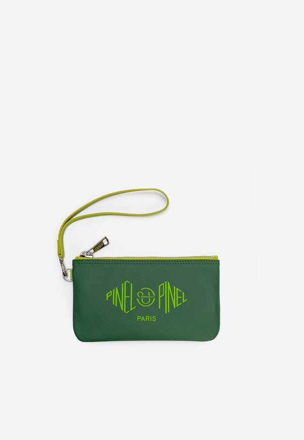 PINEL et PINEL XS Dominik Calfskin Zip Pouch Green A-22-06552_GREEN