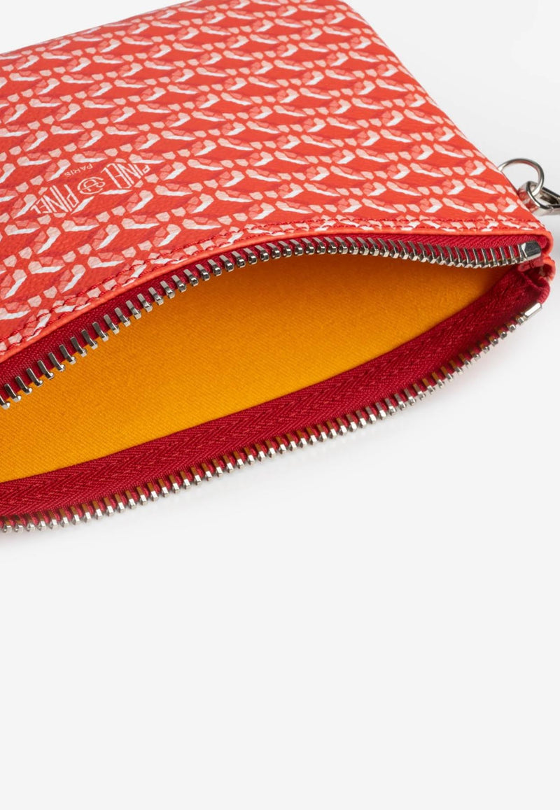 PINEL et PINEL Medium Dominik Coated Canvas Zip Pouch Red A-22-06571_RED