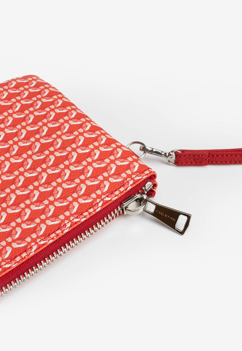 PINEL et PINEL Medium Dominik Coated Canvas Zip Pouch Red A-22-06571_RED